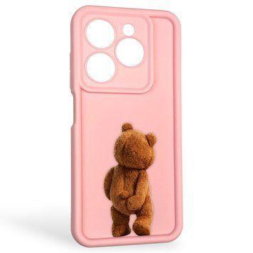 Чохол силіконовий оригінальний Soft Touch з 3D принтом кумедний тед ведмідик для TECNO Spark Go 2024 (BG6) рожевий (Повний захист камери) 0048762 фото