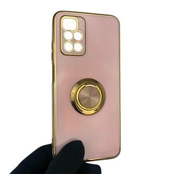 Чехол для Xiaomi Redmi 10 2022 с кольцом-подставкой с золотой окантовкой на редми 10 2022 пудровый gs1 0021186 фото