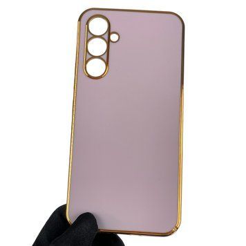 Чохол для Samsung Galaxy A54 5G SM-A546E глянсовий із золотою окантовкою із захистом камери на самсунг а54 бузковий 0000022 фото