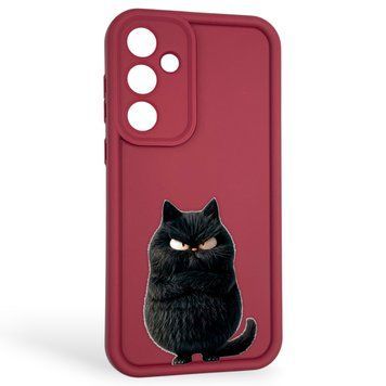 Чохол силіконовий оригінальний Soft Touch з 3D принтом злого кота для Samsung Galaxy A35 5G (SM-A356B) бордовий (Повний захист камери) 0046489 фото