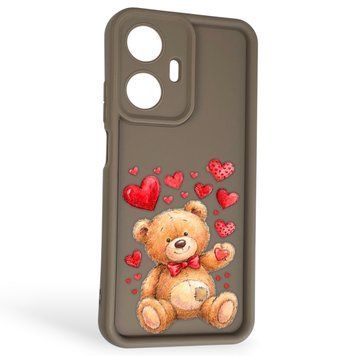 Чехол силиконовый Soft Touch с 3D принтом милый мишка для Realme C55 коричневый (Полная защита камеры) 0044775 фото