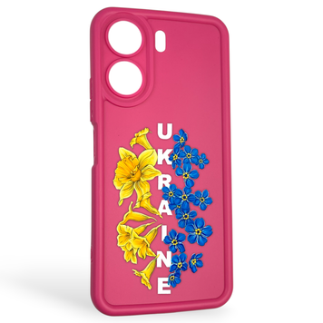 Чохол силіконовий Soft Touch з 3D принтом для Xiaomi Poco C65 малиновий (Повний захист камери) 0042195 фото