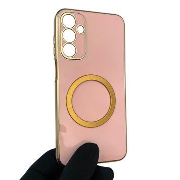 Чохол для Samsung Galaxy A15 (SM-A155M) з кільцем MagSafe із золотою окантовкою на самсунг а15 пудровий gs1 0022336 фото