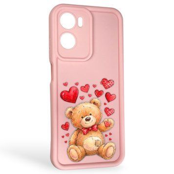 Чехол силиконовый Soft Touch с 3D принтом милый мишка для Motorola E15 розовый (Полная защита камеры) 0044885 фото