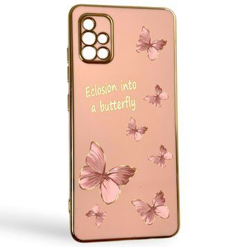 Чохол для Samsung Galaxy A51 (SM-A515F) з принтом золоті метелики глянцевий із захистом камери із золотою окантовкою 0059469 фото
