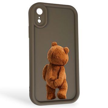 Чехол силиконовый оригинальный Soft Touch с 3D принтом смешного теда мишки для Apple iPhone Xr коричневый (Полная защита камеры) 0048410 фото