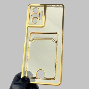 Чехол для Xiaomi Redmi Note 10 Pro 4G с золотой окантовкой с карманом на сяоми редми нот 10 про золотой 0013149 фото