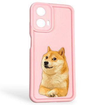 Чохол силіконовий оригінальний Soft Touch з 3D принтом мему сібу для Motorola Moto G04 (XT2421-2) рожевий (Повний захист камери) 0047324 фото