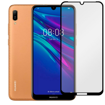 Захисне скло для телефона Huawei Y6 2019 протиударне повноекранне на хуавей у6 2019 чорне 0038181 фото