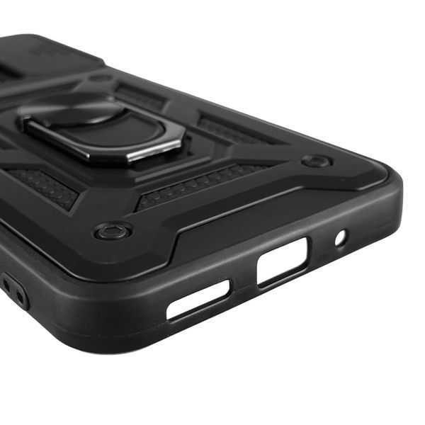 Чехол для Xiaomi Redmi 9C бронированный с кольцом со шторкой на сяоми редми 9с чёрный 0007906 фото