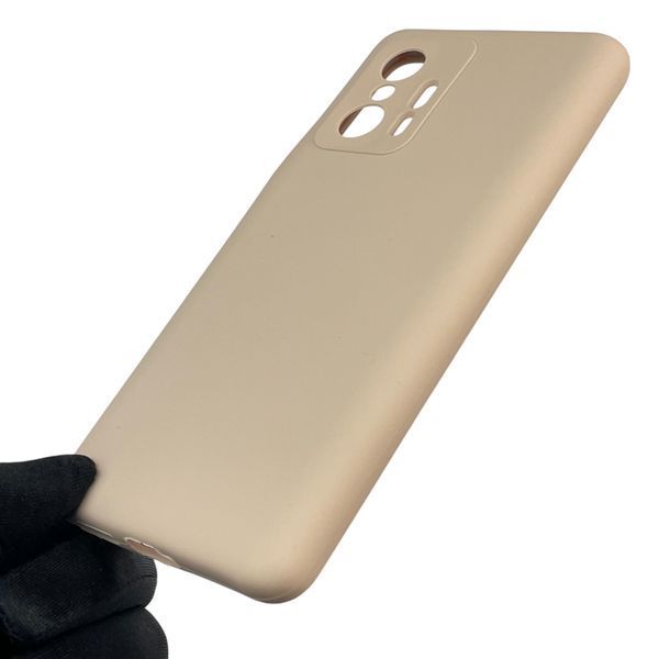 Чохол для Xiaomi 11T Pro силіконовий з мікрофіброю нековзний на сяомі 11т про пудровий 0032414 фото