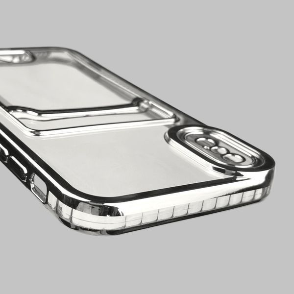 Чохол для Apple iPhone X зі срібною окантовкою з кишенькою для карток на айфон Х срібний 0013044 фото