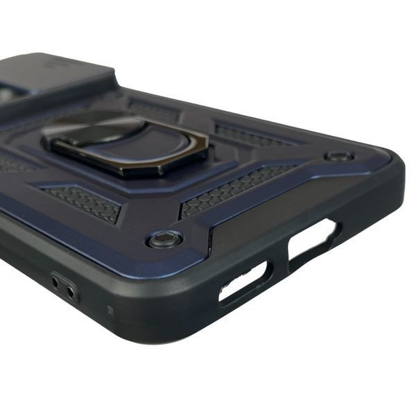 Чохол для Xiaomi Poco X6 броньований з кільцем підставкою зі шторкою на сяомі поко х6 темно-синій 0002381 фото