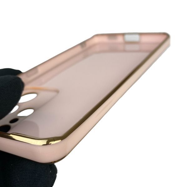 Чохол для Samsung Galaxy S21 Ultra (SM-G998) з кільцем-підставкою із золотою окантовкою на самсунг с21 ультра пудровий gs1 0020691 фото