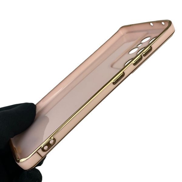 Чохол для Samsung Galaxy S21 Ultra (SM-G998) з кільцем-підставкою із золотою окантовкою на самсунг с21 ультра пудровий gs1 0020691 фото