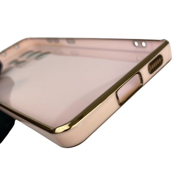 Чохол для Samsung Galaxy S21 Ultra (SM-G998) з кільцем-підставкою із золотою окантовкою на самсунг с21 ультра пудровий gs1 0020691 фото