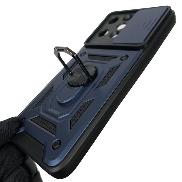 Чехол для Xiaomi Redmi 12 4G бронированный с кольцом со шторкой на сяоми редми 12 4г тёмно-синий 0001741 фото
