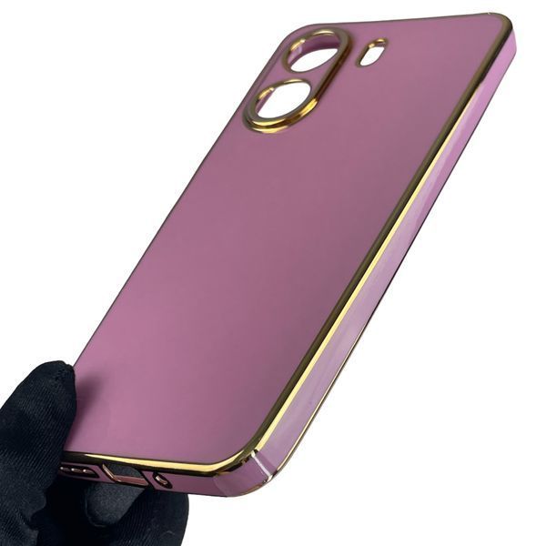 Чохол для Xiaomi Redmi 13C глянсовий із золотою окантовкою із захистом камери на сяомі редмі 13с бузковий 0008392 фото