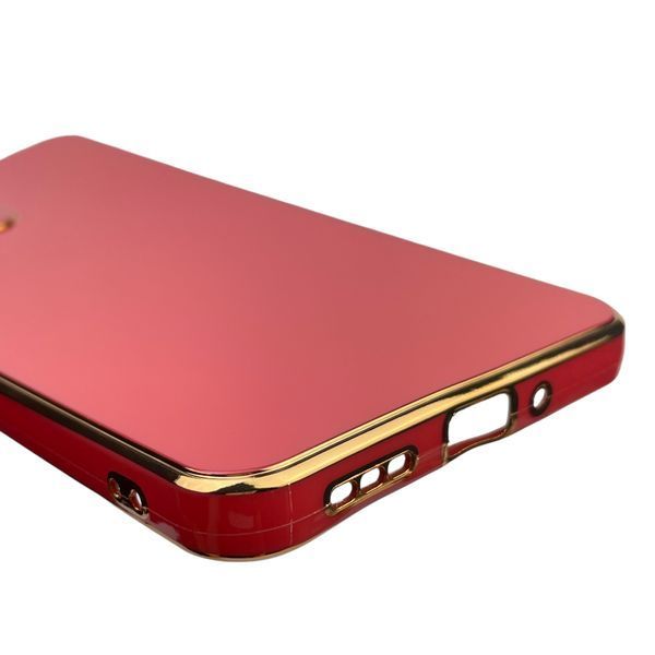 Чехол для Xiaomi Poco X5 5G глянцевый с золотой окантовкой с защитой камеры на сяоми поко х5 5г красный 0000072 фото