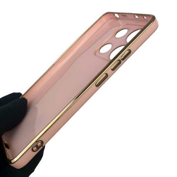 Чохол для Xiaomi Redmi Note 13 4G з кільцем-підставкою із золотою окантовкою на сяомі редмі нот 13 пудровий gs1 0020878 фото