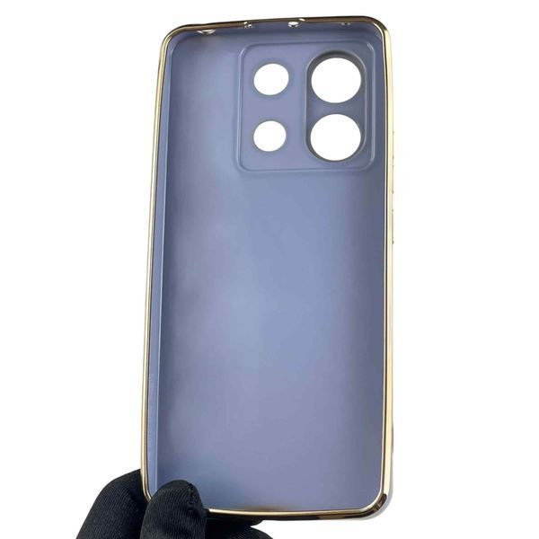 Чохол для Xiaomi POCO X6 жіночий із золотою окантовкою із захистом камери на сяомі поко х6 синій 0012224 фото