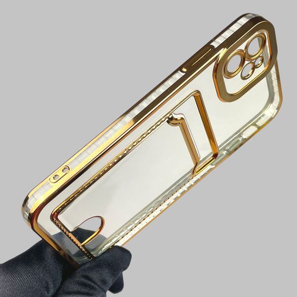 Чехол для Apple iPhone 11 с золотой окантовкой с карманом для карт на айфон 11 золотой 0012984 фото