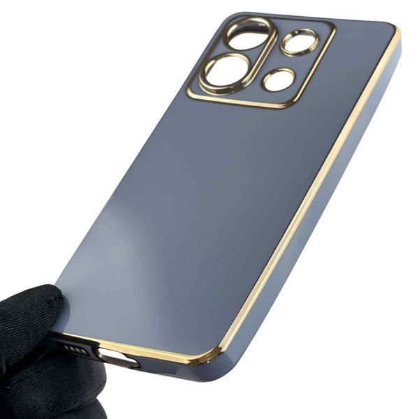Чохол для Xiaomi POCO X6 жіночий із золотою окантовкою із захистом камери на сяомі поко х6 синій 0012224 фото