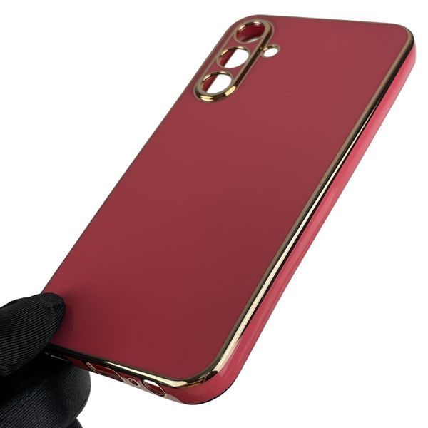 Чохол для Samsung Galaxy A15 (SM-A155M) із золотою окантовкою із захистом камери на самсунг а15 червоний 0008311 фото