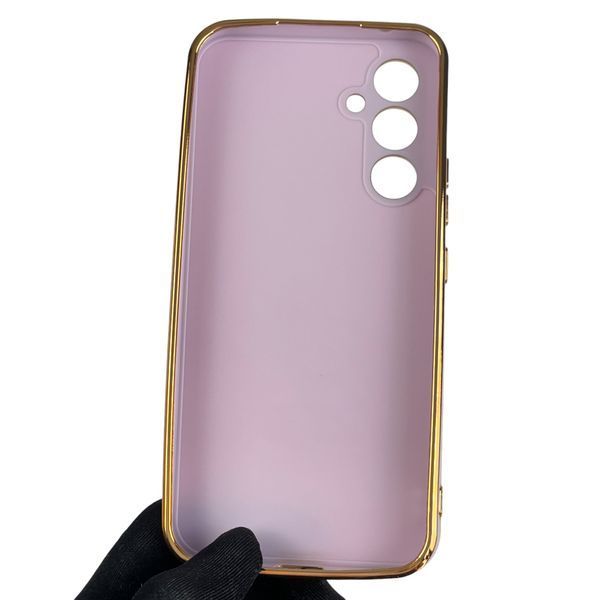 Чохол для Samsung Galaxy A54 5G SM-A546E глянсовий із золотою окантовкою із захистом камери на самсунг а54 бузковий 0000022 фото
