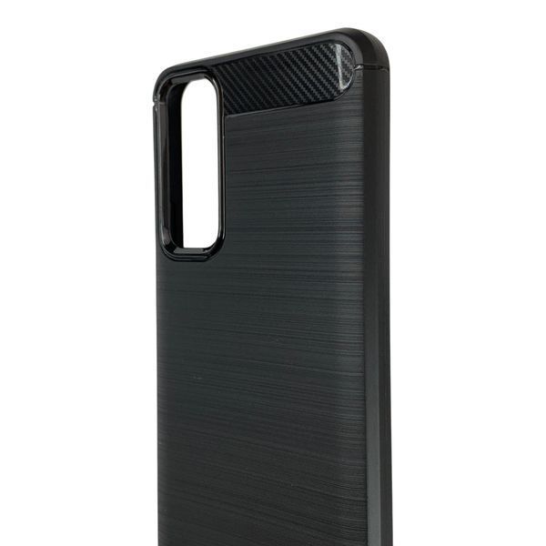 Чехол для телефона Huawei P Smart 2021 карбоновый противоударный с высокими бортами черный 0051784 фото