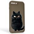 Чехол силиконовый Soft Touch с 3D принтом злой котик для Apple iPhone 7 Plus коричневый (Полная защита камеры)
