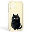 Чехол силиконовый оригинальный Soft Touch с 3D принтом злой котик для Apple iPhone 11 Pro молочный (Полная защита камеры) 0046188 фото