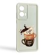 Чехол силиконовый Soft Touch с 3D принтом Чашка кофе для Oppo A40 молочный (Полная защита камеры)