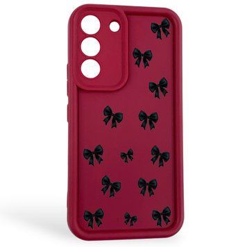 Чехол силиконовый Soft Touch с 3D принтом для Samsung Galaxy S22 бордовый (Полная защита камеры) 0057694 фото