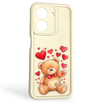Чехол силиконовый оригинальный Soft Touch с 3D принтом милый мишка для Xiaomi Redmi A5 EU молочный (Полная защита камеры) 0043759 фото
