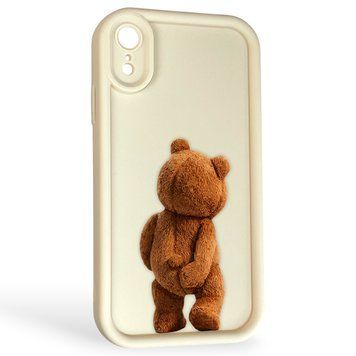 Чехол силиконовый оригинальный Soft Touch с 3D принтом смешного теда мишки для Apple iPhone Xr молочный (Полная защита камеры) 0048411 фото