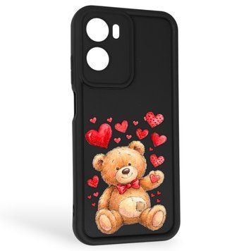 Чехол силиконовый Soft Touch с 3D принтом милый мишка для Motorola E15 черный (Полная защита камеры) 0044886 фото