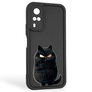 Чохол силіконовий оригінальний Soft Touch з 3D принтом злого кота для Vivo Y51 2020 чорний (Повний захист камери) 0046591 фото