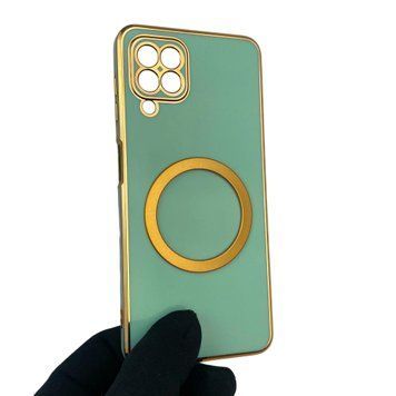 Чехол для Samsung Galaxy M22 4G SM-M225F с кольцом MagSafe с золотой окантовкой на самсунг м22 бирюзовый gs1 0022834 фото