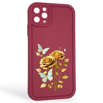 Чехол силиконовый Soft Touch с 3D принтом женским для Apple iPhone 11 Pro Max бордовый (Полная защита камеры) 0042440 фото