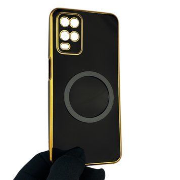 Чехол для Oppo A54 4G с кольцом MagSafe с золотой окантовкой на оппо а54 черный gs1 0021326 фото