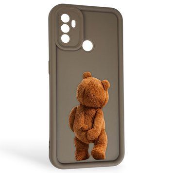 Чехол силиконовый Soft Touch с 3D принтом смешного теда мишки для OPPO A53 (4G) коричневый (Полная защита камеры) 0049386 фото