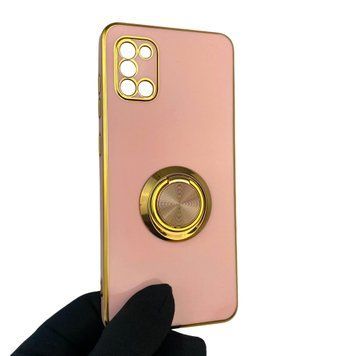 Чехол для Samsung Galaxy A31 SM-A315F с кольцом-подставкой с золотой окантовкой на самсунг а31 пудровый gs1 0020614 фото