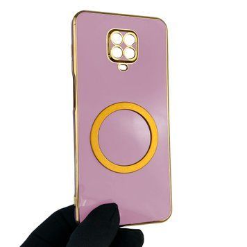 Чехол для Xiaomi Redmi Note 9 Pro с кольцом MagSafe с золотой окантовкой на сяоми редми нот 9 про черничный gs1 0022701 фото