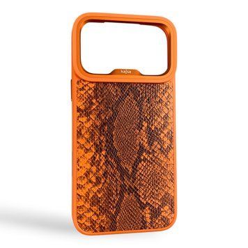 Чехол Kajsa Glamorous Snake для iPhone 18 Pro Max оранжевый Orange Plus (MagSafe, металлическое кольцо камеры, премиум) 0062135 фото