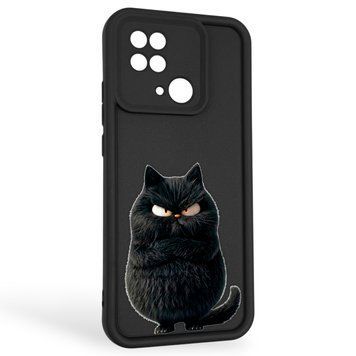 Чохол силіконовий оригінальний Soft Touch з 3D принтом злого кота для Xiaomi Poco C40 чорний (Повний захист камери) 0046641 фото