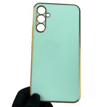 Чехол для Samsung Galaxy A34 5G SM-A346E с золотой окантовкой с защитой камеры на самсунг а34 бирюзовый 0000023 фото