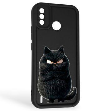 Чохол силіконовий Soft Touch з 3D принтом злого кота для Tecno Spark 6 Go (KE5) чорний (Повний захист камери) 0047219 фото
