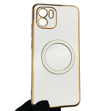 Чехол для Xiaomi Redmi A2 с кольцом MagSafe с золотой окантовкой на сяоми редми а2 белый gs1 0022089 фото