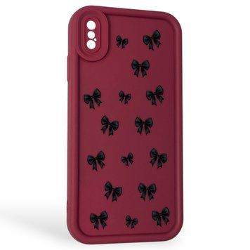 Чехол силиконовый Soft Touch с 3D принтом для Apple iPhone Xs Max бордовый (Полная защита камеры) 0044617 фото